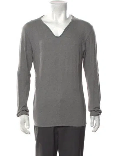 Pre-owned Zadig & Voltaire V-neck Long Sleeve T-shirt In Grey