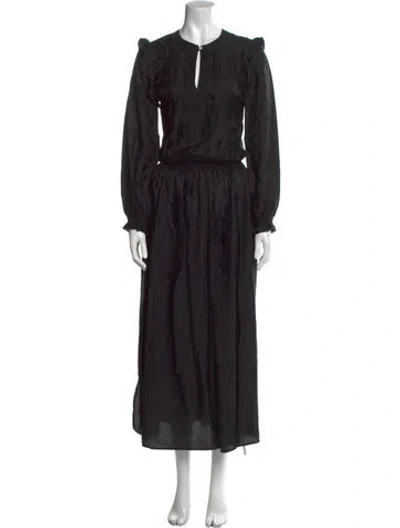 Pre-owned Zadig & Voltaire V-neck Midi Length Dress In Black