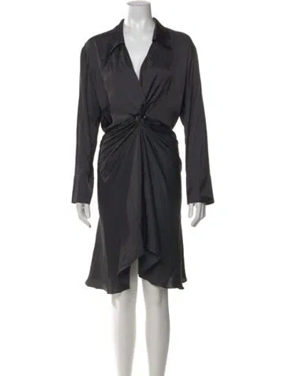 Pre-owned Zadig & Voltaire V-neck Midi Length Dress In Black