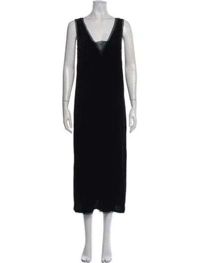 Pre-owned Zadig & Voltaire V-neck Midi Length Dress In Black