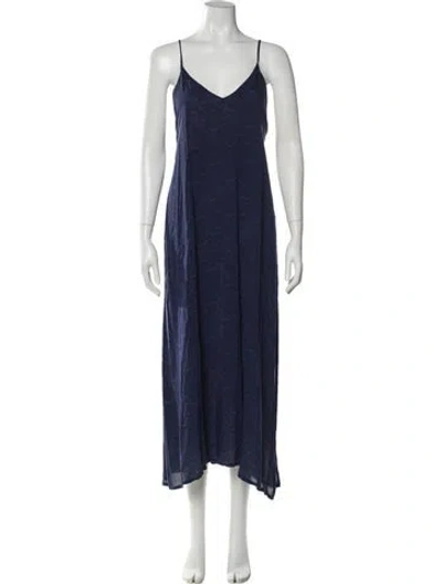 Pre-owned Zadig & Voltaire V-neck Midi Length Dress In Blue