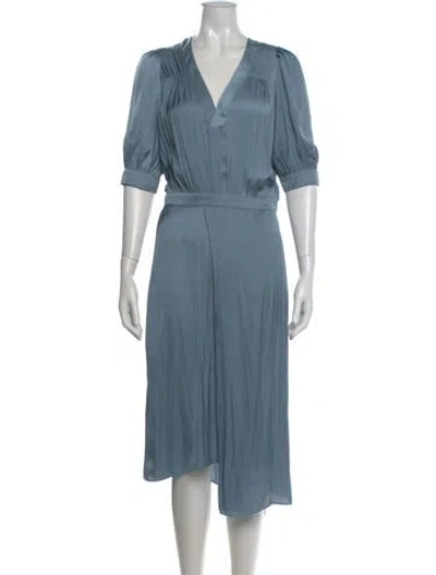 Pre-owned Zadig & Voltaire V-neck Midi Length Dress In Blue