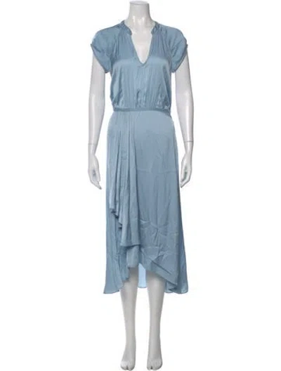 Pre-owned Zadig & Voltaire V-neck Midi Length Dress In Blue
