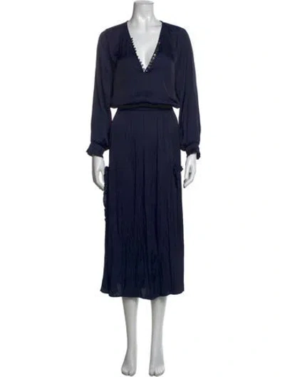 Pre-owned Zadig & Voltaire V-neck Midi Length Dress In Blue