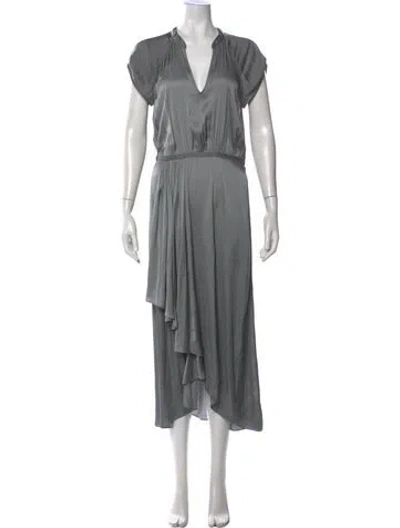 Pre-owned Zadig & Voltaire V-neck Midi Length Dress In Gray