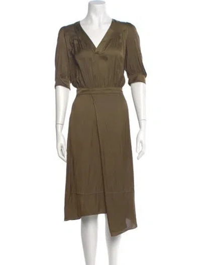 Pre-owned Zadig & Voltaire V-neck Midi Length Dress In Green