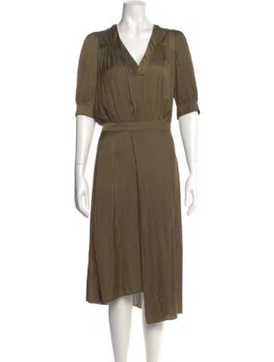 Pre-owned Zadig & Voltaire V-neck Midi Length Dress In Green