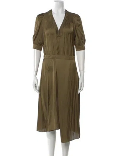 Pre-owned Zadig & Voltaire V-neck Midi Length Dress In Green