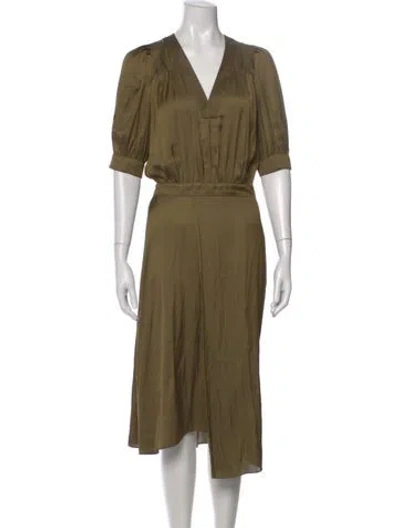 Pre-owned Zadig & Voltaire V-neck Midi Length Dress In Green