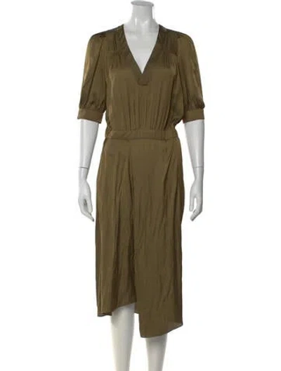 Pre-owned Zadig & Voltaire V-neck Midi Length Dress In Green