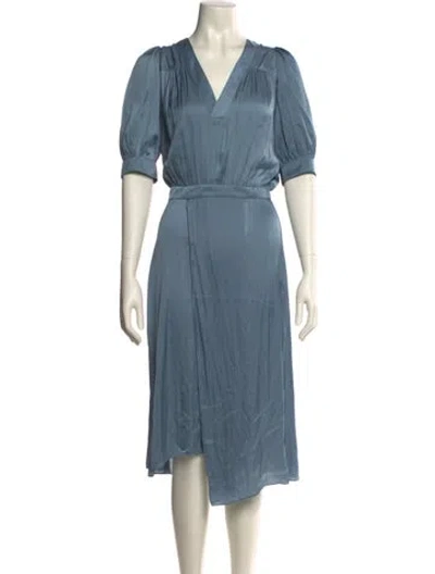 Pre-owned Zadig & Voltaire V-neck Midi Length Dress W/ Tags In Blue
