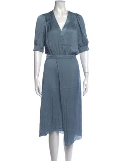 Pre-owned Zadig & Voltaire V-neck Midi Length Dress W/ Tags In Blue