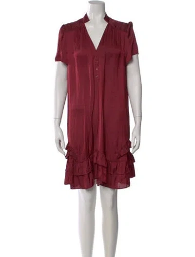 Pre-owned Zadig & Voltaire V-neck Mini Dress In Burgundy