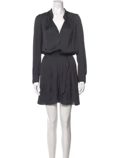 Pre-owned Zadig & Voltaire V-neck Mini Dress In Gray