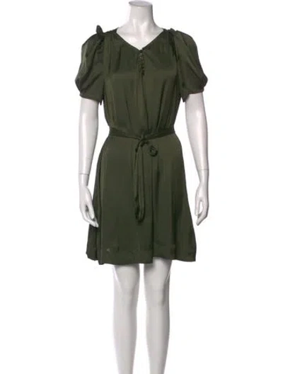 Pre-owned Zadig & Voltaire V-neck Mini Dress In Green