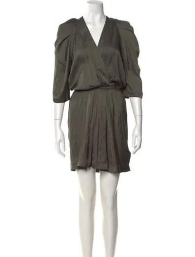 Pre-owned Zadig & Voltaire V-neck Mini Dress In Green