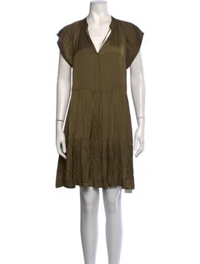 Pre-owned Zadig & Voltaire V-neck Mini Dress In Green