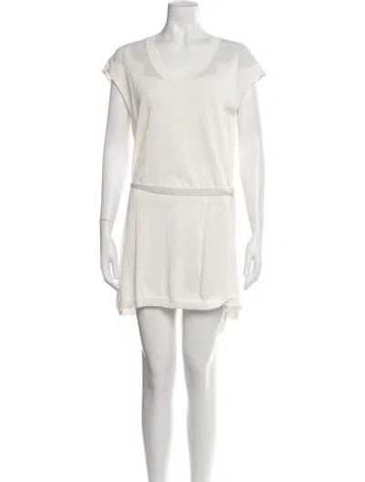 Pre-owned Zadig & Voltaire V-neck Mini Dress In Neutrals