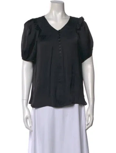 Pre-owned Zadig & Voltaire V-neck Short Sleeve Blouse In Gray