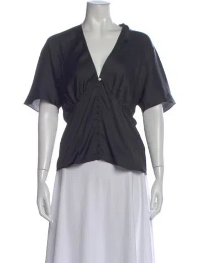 Pre-owned Zadig & Voltaire V-neck Short Sleeve Blouse In Gray
