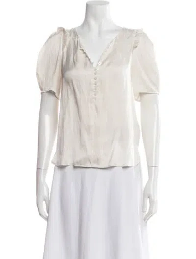 Pre-owned Zadig & Voltaire V-neck Short Sleeve Blouse In Neutral