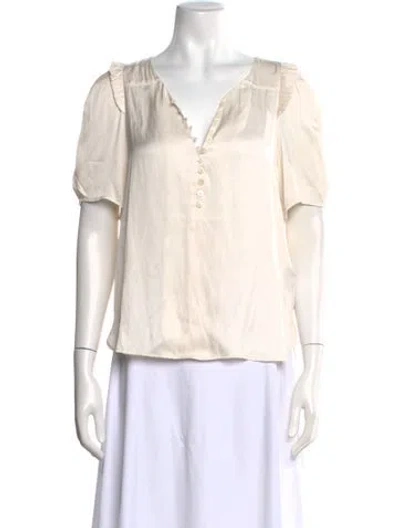 Pre-owned Zadig & Voltaire V-neck Short Sleeve Blouse In Neutral