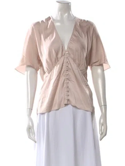 Pre-owned Zadig & Voltaire V-neck Short Sleeve Blouse In Pink