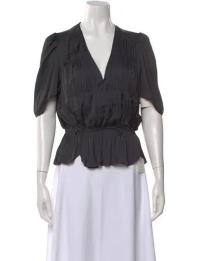 Pre-owned Zadig & Voltaire V-neck Short Sleeve Blouse W/ Tags In Black