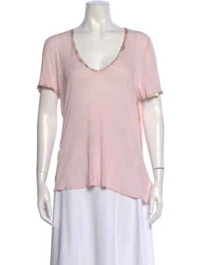 Pre-owned Zadig & Voltaire V-neck Short Sleeve T-shirt In Pink