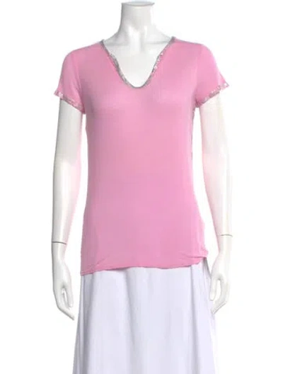 Pre-owned Zadig & Voltaire V-neck Short Sleeve T-shirt In Pink