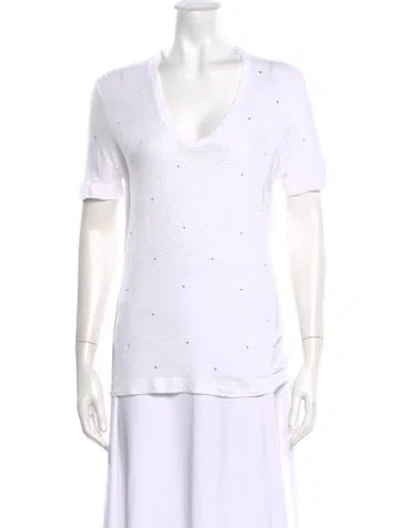 Pre-owned Zadig & Voltaire V-neck Short Sleeve T-shirt In White