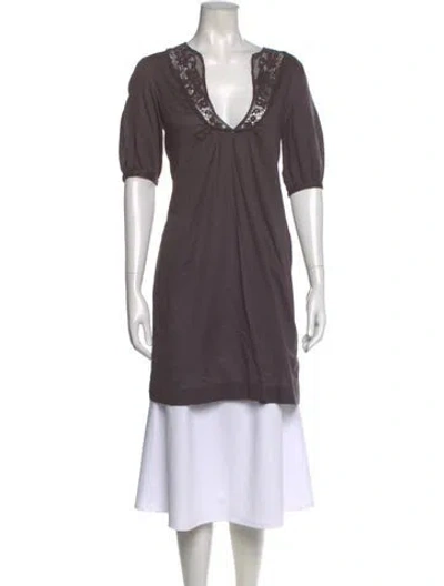 Pre-owned Zadig & Voltaire V-neck Short Sleeve Tunic In Gray