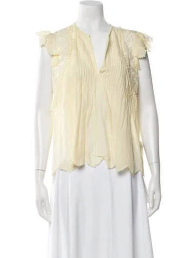 Pre-owned Zadig & Voltaire V-neck Sleeveless Blouse In Yellow