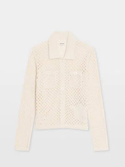 Zadig & Voltaire Womens Ecru Voltyz Crochet Linen And Cotton Cardigan In Neutral