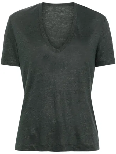 Zadig & Voltaire Wassa Linen T-shirt In Grün