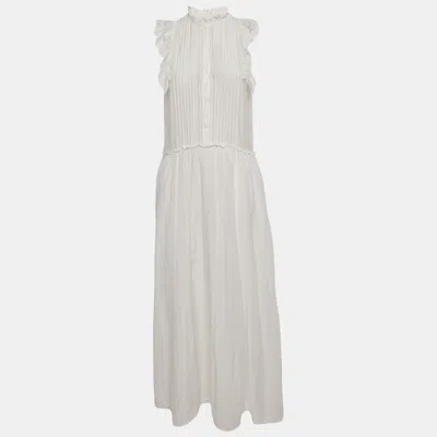 Pre-owned Zadig & Voltaire White Cotton Blend Lace Detail Maxi Dress M