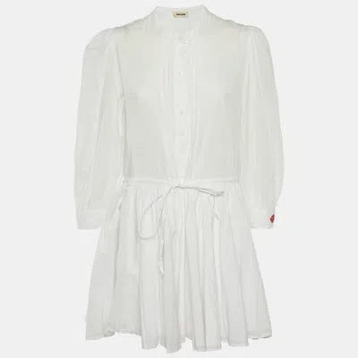 Pre-owned Zadig & Voltaire White Cotton Embroidered Mini Dress M