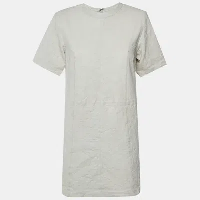 Pre-owned Zadig & Voltaire White Riddy Crinkled Leather Mini Sheath Dress S