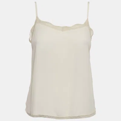 Pre-owned Zadig & Voltaire White Silk Lace Trimmed Camisole S