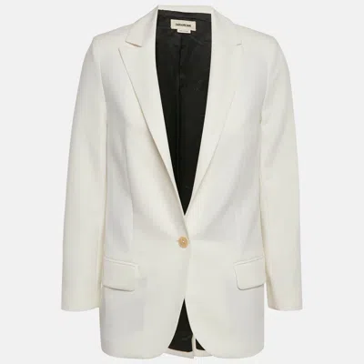 Pre-owned Zadig & Voltaire White Skull Embellished Crepe Single Breasted Blazer S