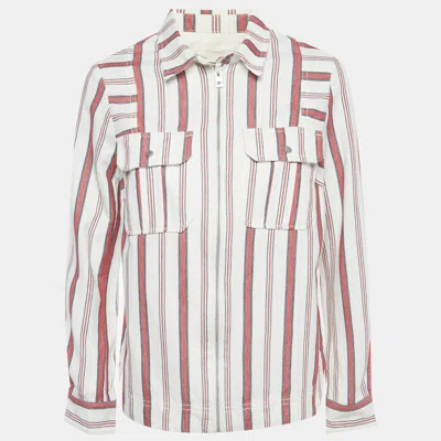 Pre-owned Zadig & Voltaire White Striped Cotton Tach Raye Jacket S
