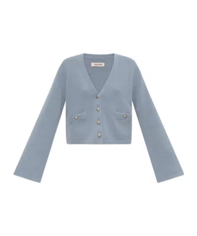Zadig & Voltaire Wide-sleeve Cashmere Cardigan In Blue