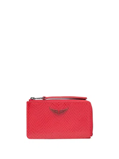 Zadig & Voltaire Wild Python-effect Cardholder In Red