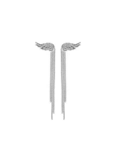 Zadig & Voltaire Wing Chain Earrings In Silver