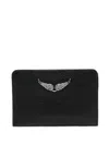 Zadig & Voltaire Wing-charm Leather Cardholder In Black