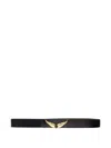 Zadig & Voltaire Womens Branded Wing-buckle Leather Belt Noir In Black