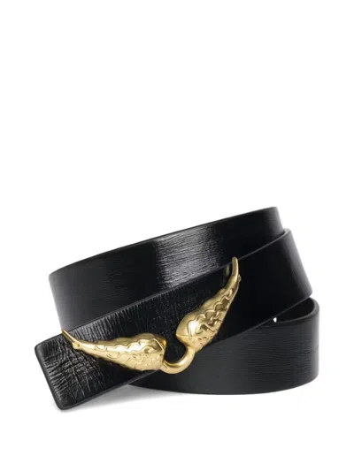 Zadig & Voltaire Wings Buckle Belt In Brown