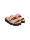 Zadig & Voltaire Wings-debossed Suede Slides In 粉色