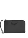 Zadig & Voltaire Wings-detail Top-zip Wallet In Black