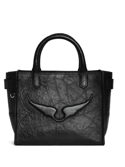 Zadig & Voltaire Wings Leather Shoulder Bag In Black